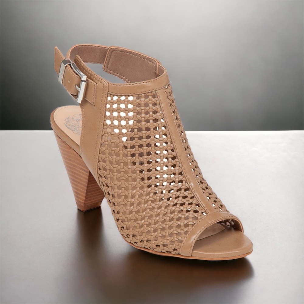 Vince Camuto Eiana caged sling back stacked heel sandals